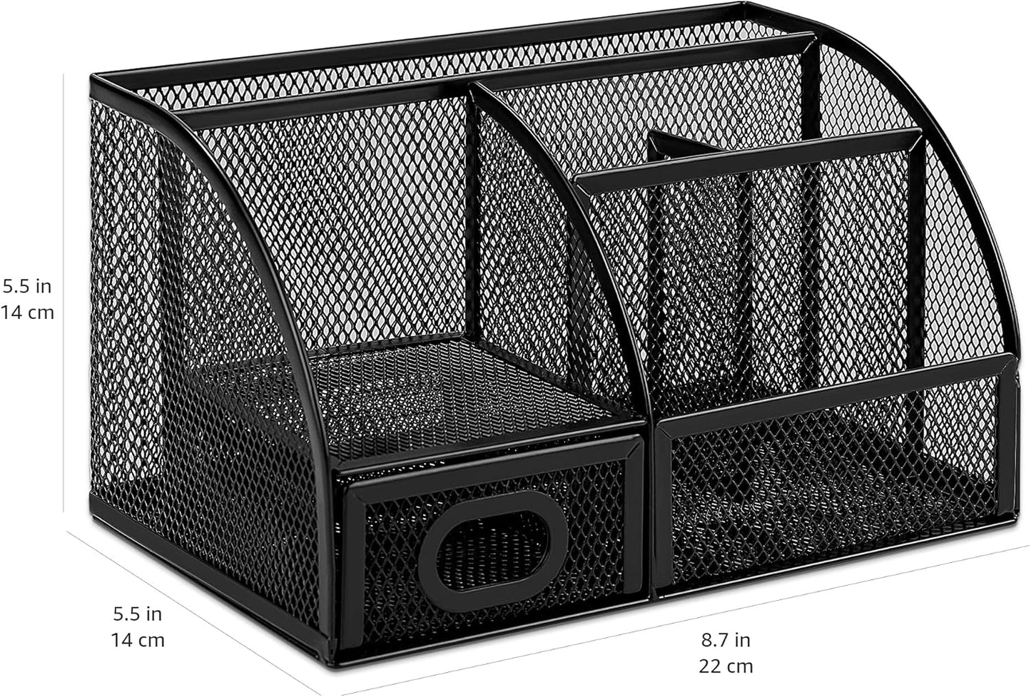 Amazon Basics Wire Mesh Pen Holder, Pencil Cup Desk Organizer for Stationery, Scissors, Office Caddy Storage, 3.7" x 3.3", Black
