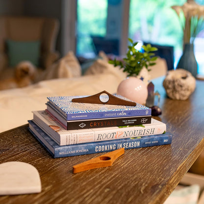 HOPPLER Dual Function Wooden Page Holder - Handmade from African Mahogany - Novel Accessory and Gift for Book Lovers