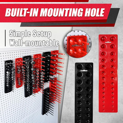 EACELIY 6-Piece Magnetic Socket Organizer Set, 1/2", 1/4" and 3/8" SAE & Metric Deep & Shallow Socket Holder Kit, holds 141 stanard Sockets, attaches to steel box/tool cart (sockets not included)