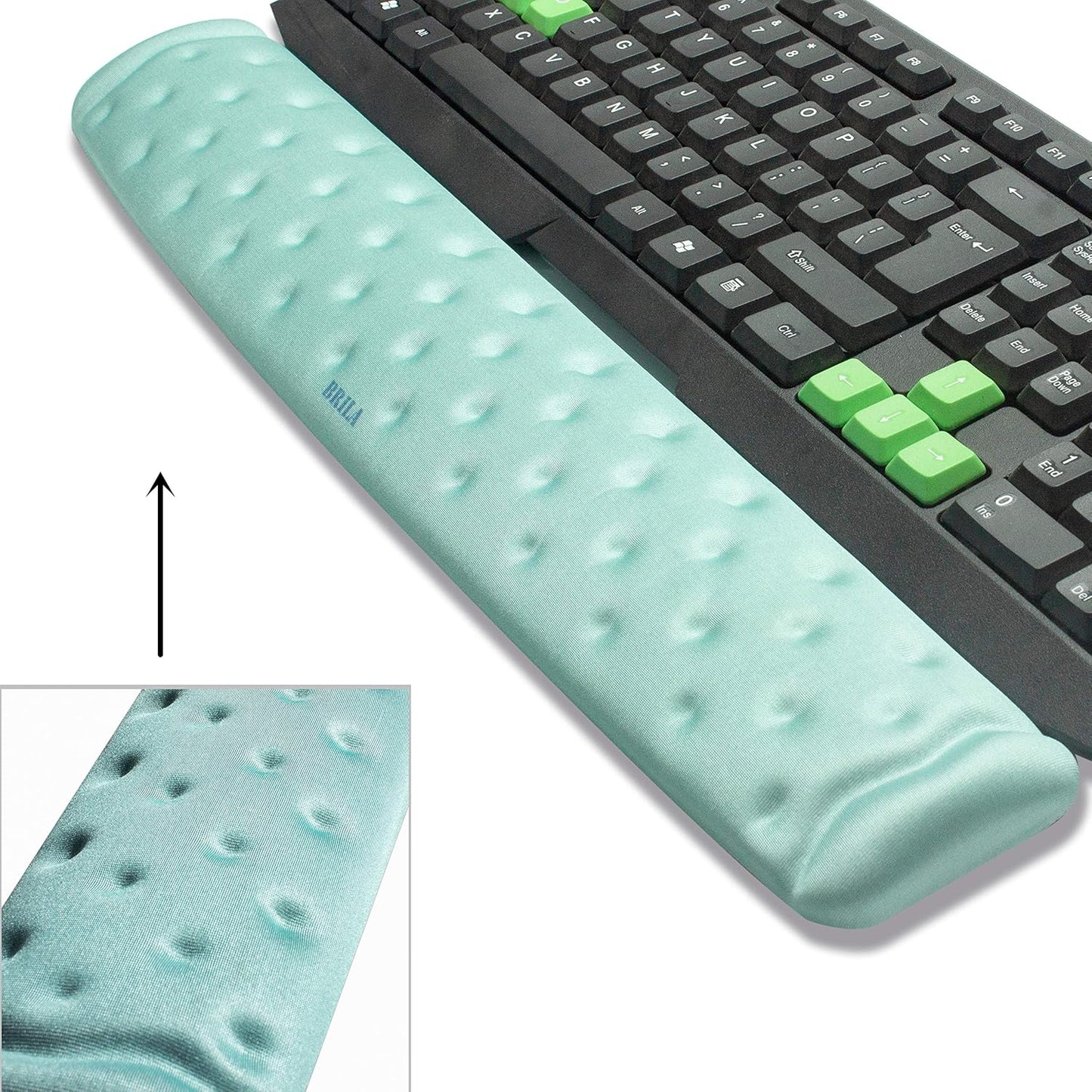 BRILA Keyboard Wrist Rest Support Cushion Pad for Computer, Laptop, Office Work, PC Gaming - Memory Foam Gel with Massage Holes Design - Non-Slip Easy Typing Wrist Pain Relief (Black Keyboard Pad)