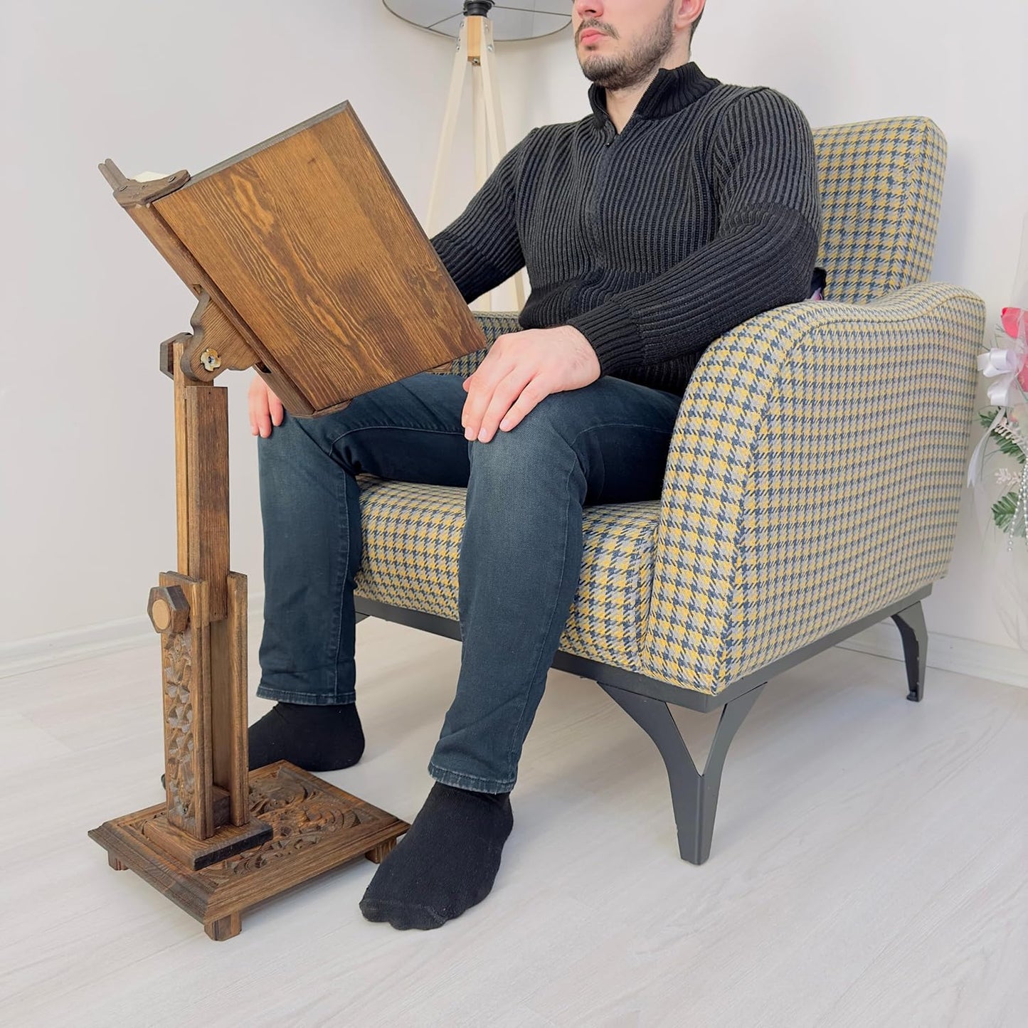 Adjustable Wooden Book Stand | Quran, Bible Holder Lectern | Cookbook Stand, Desktop Bookstand