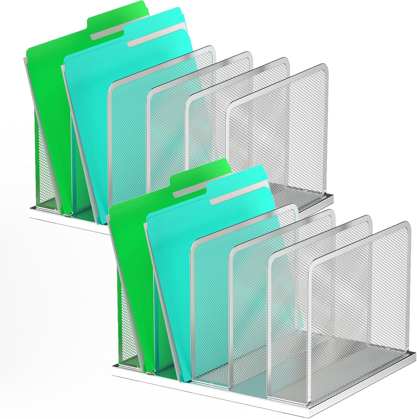 Kuntine.B Desk File Organizer 5 Sections Upright Mesh Desktop Organizer File Sorter Office Organization File Holder for Home, Office & Classroom