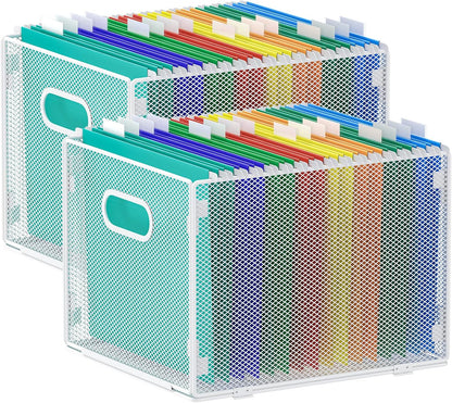 samstar Hanging File Organizer, Mesh File Folder Organizer File Crate File Cabinet Inserts Storage Box, Letter Size