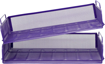 EASEPRES 2 Pack Stackable Desk Paper Tray, Metal Mesh Desktop Document Letter File Organizer for Office Home School, 13.5'' L x 9.75'' W x 5.5'' H, White
