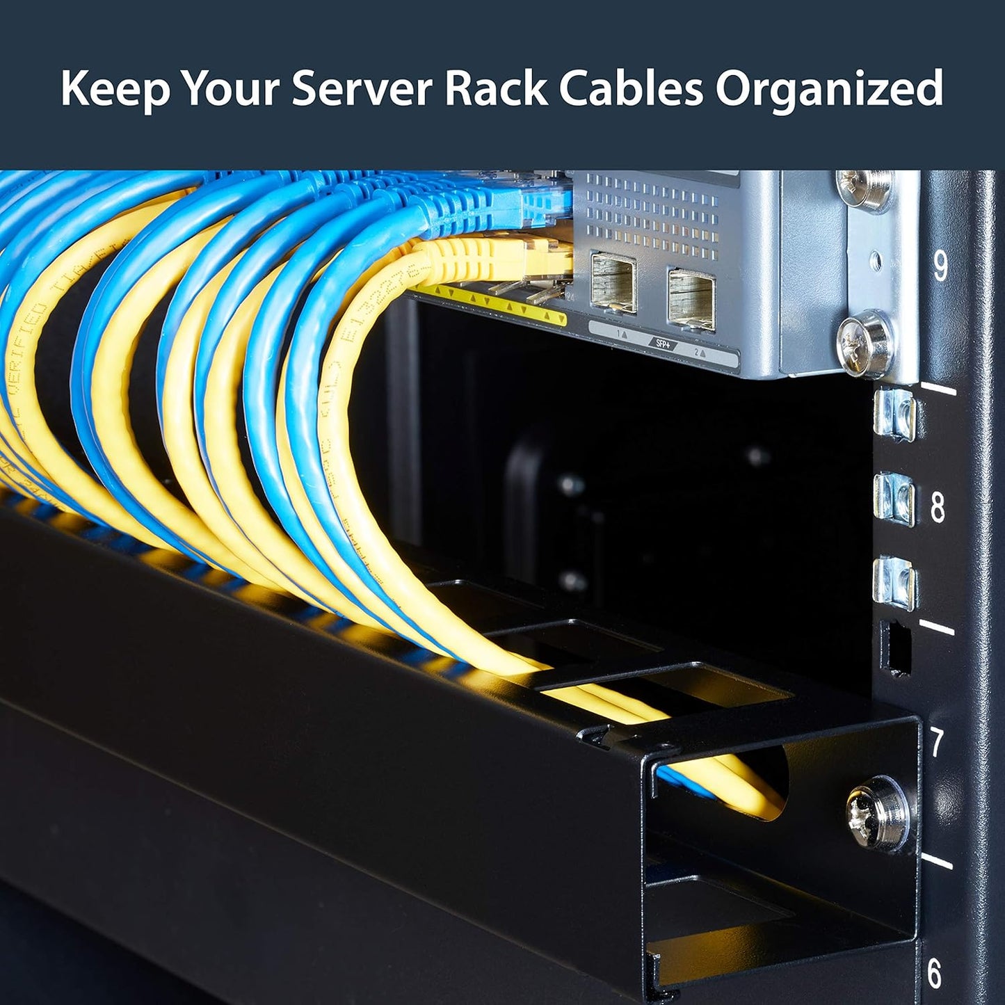 StarTech.com 3ft (1m) Vertical Cable Management Duct with Cover - 0U Open Slot Finger Duct Wire Raceway for 19 Inch Server Rack - Slotted Cord Channel (CMVER20UF)
