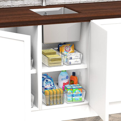 Simple Houseware 4 Pcs Kitchen Clear Bin Storage Organizer, 15" x 8" x 3.75"