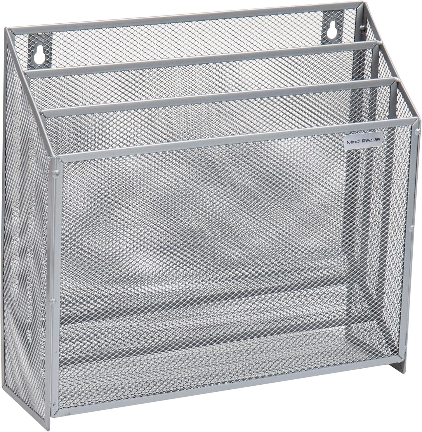 Mind Reader Vertical File Storage, Desktop Organizer, Wall Mount, Office, Metal Mesh, Black