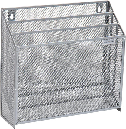 Mind Reader Vertical File Storage, Desktop Organizer, Wall Mount, Office, Metal Mesh, Black