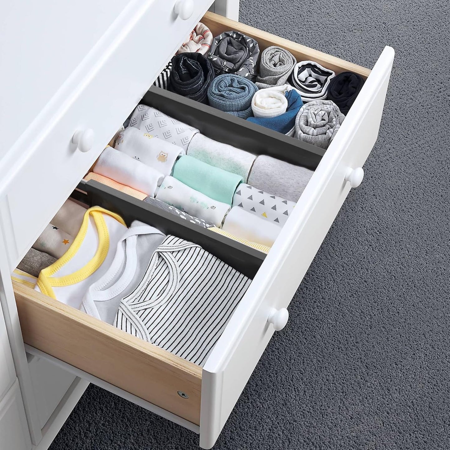 Utoplike 4 pcs Bamboo Kitchen Drawer Dividers Large, Adjustable Drawer Organizers, Spring Loaded, Expandable Organization Works in Kitchen, Dresser, Bathroom, Bedroom, Drawer, Desk