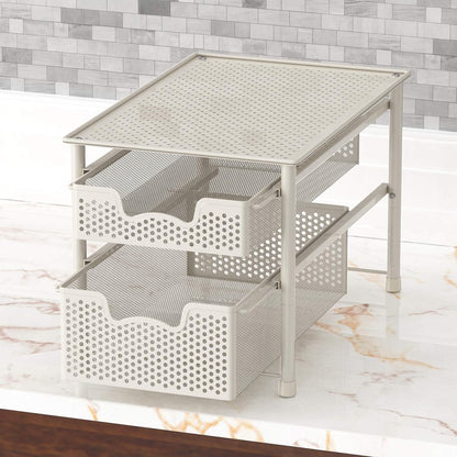 Simple Houseware Stackable 3 Tier Sliding Basket Organizer Drawer, Silver