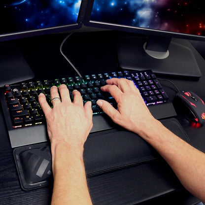 ENHANCE Keyboard Wrist Rest - Keyboard Wrist Support with Memory Foam Pad and Premium Anti-Fray Stitching - Fits Full Size Boards Helps with Pain for PC, Laptop, Office Typing - Galaxy