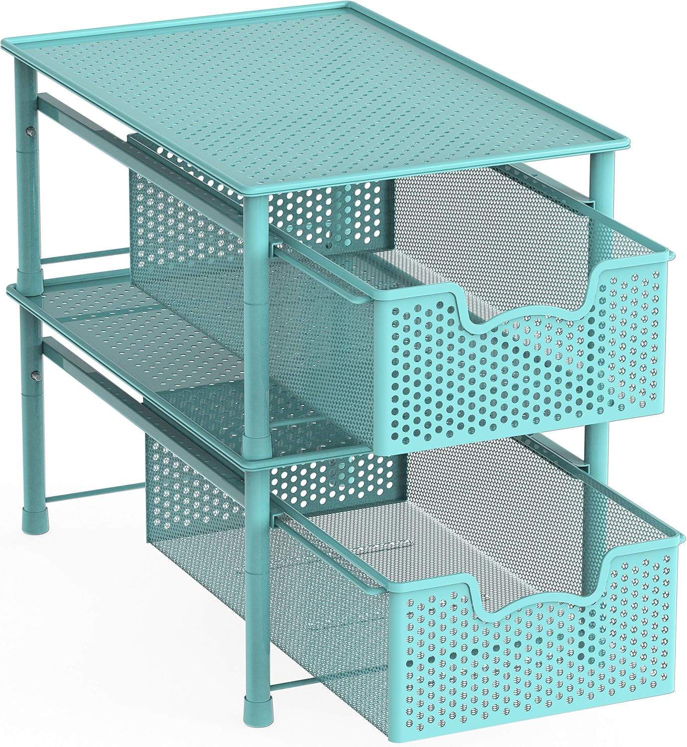 Simple Houseware Stackable 3 Tier Sliding Basket Organizer Drawer, Silver