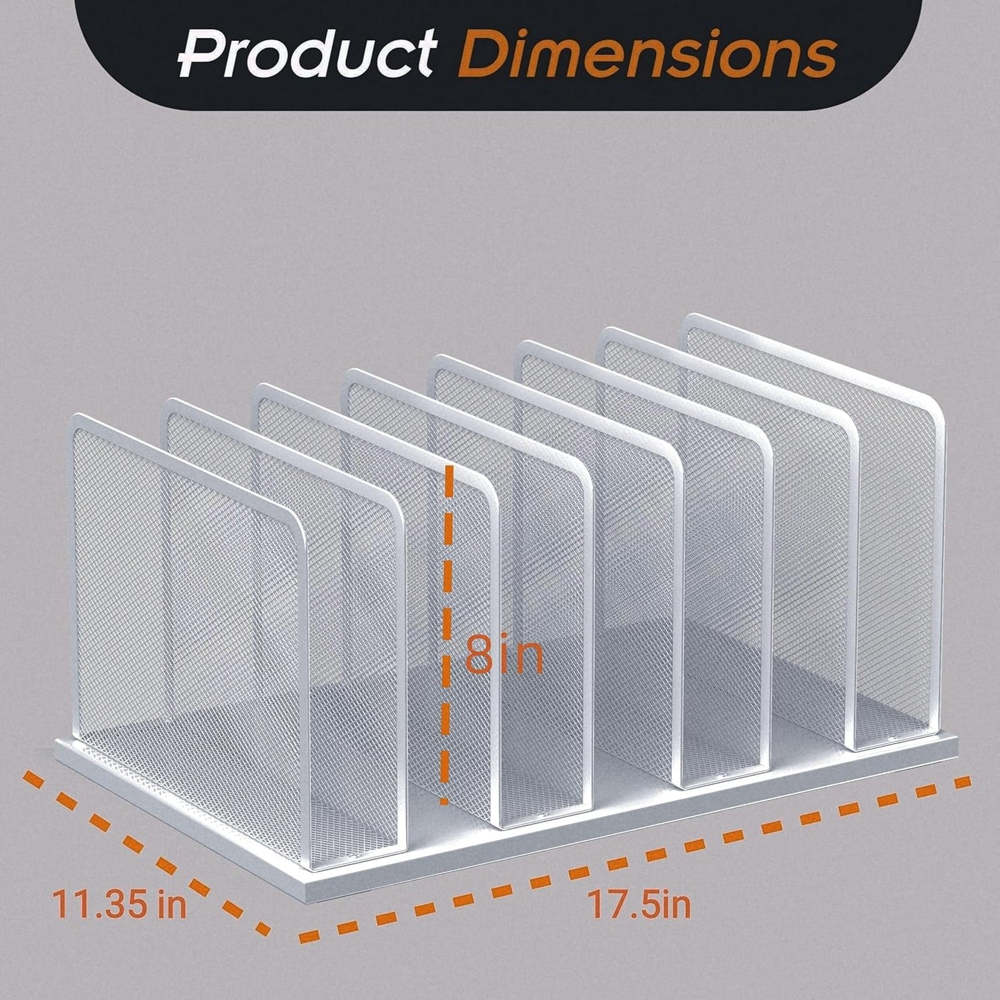 Kuntine.B Desk File Organizer 5 Sections Upright Mesh Desktop Organizer File Sorter Office Organization File Holder for Home, Office & Classroom