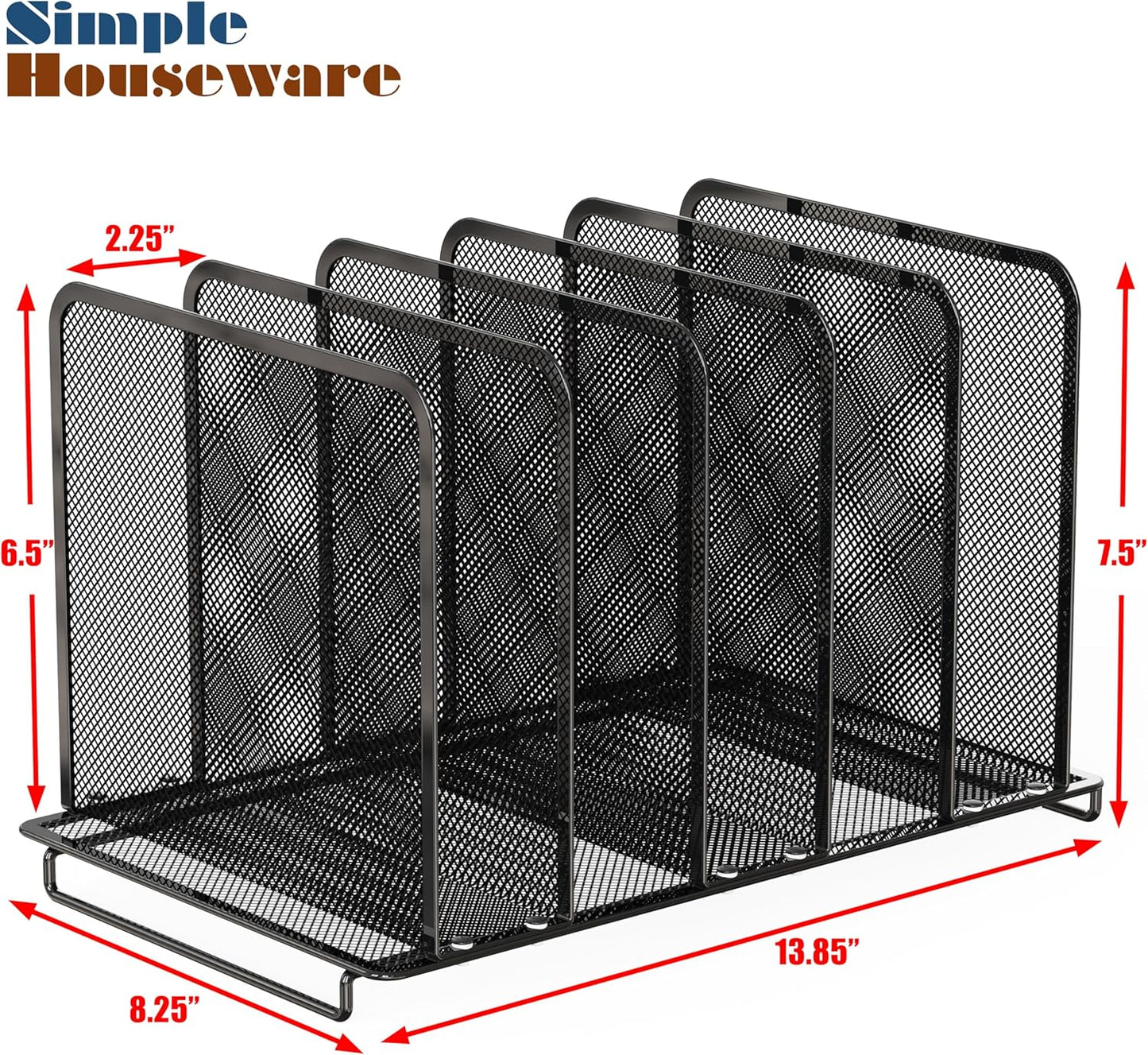 Simple Houseware Expandable 5 Section Upright File Sorter Organizer, Black