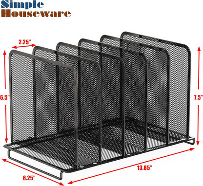 Simple Houseware Expandable 5 Section Upright File Sorter Organizer, Black