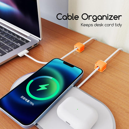 Cord Organizer Holder, 8 Pack Magnetic Desk Cable Clips Management, Hide Phone Charging Cable Keeper, Strong Adhesive Wire Charger Holder for Nightstand, Kitchen Appliances, Office Supplies
