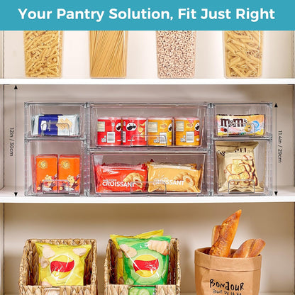 Vtopmart 4 Pack Clear Stackable Storage Drawers,Under Sink and Kitchen Organizers Storage,Easy to Assemble Plastic Drawers for Baby Bottle,Medicine, Bathroom,Cabinet and Pantry Organization