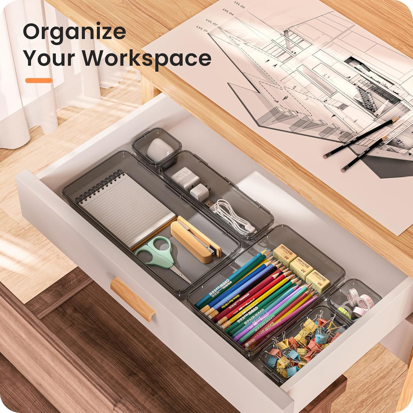 【Military Grade】A-LuGei Drawer Organizer, 【𝟱𝗦𝗶𝘇𝗲】 Makeup organizer, 【Holds 177 Items】 Bathroom Organizers and Storage, Organization and Storage, Desk Drawer Organizer for Bathroom Vanity