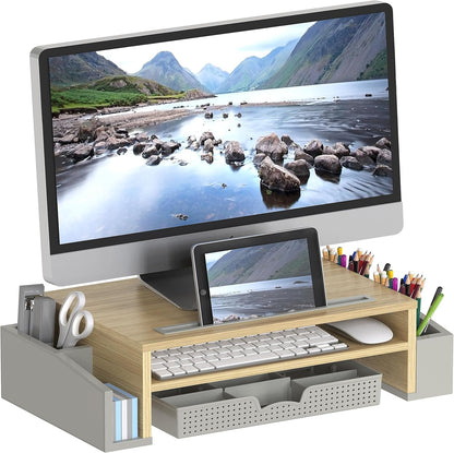 Simple Houseware Desk Monitor Stand Riser with Adjustable Organizer tray, Espresso