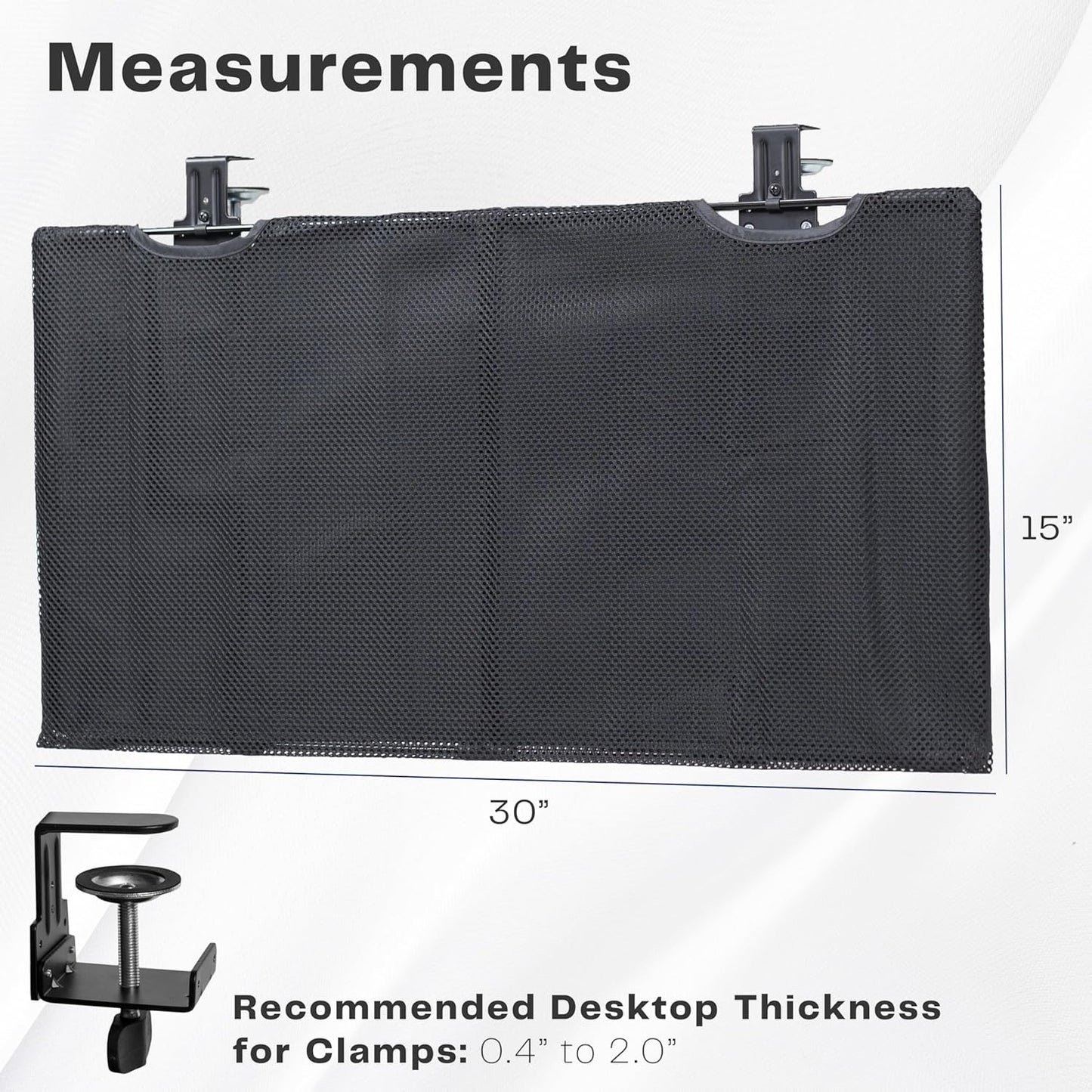 VIVO 48 Inch Clamp-on Privacy and Cable Management Organizer Sleeve, Wire Hider Kit Panel System, Desk Skirt, Black, DESK-SKIRT-48P