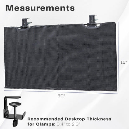 VIVO 48 Inch Clamp-on Privacy and Cable Management Organizer Sleeve, Wire Hider Kit Panel System, Desk Skirt, Black, DESK-SKIRT-48P