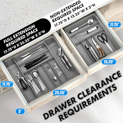Simple Houseware Expandable & Adjustable Cutlery Drawer Organizer - Large Utensil and Flatware Tray for Kitchen Drawers, White