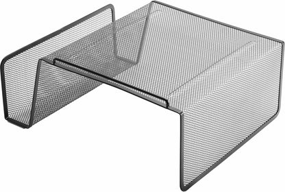 Lorell Mesh Steel Office Phone Stand for Desk, Angled with Storage Slot, 11.1" x 10.1" x 5.3", Black