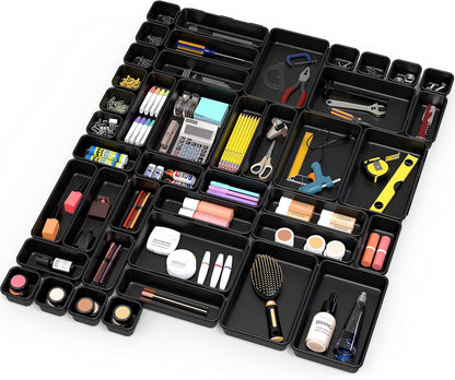Simple Houseware Interlocking Desk Drawer Bins Organizer, 10 Packs, Black