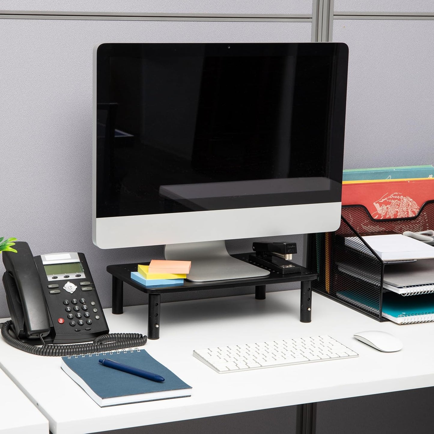 Mind Reader Monitor Stand, Height Adjustable, Ventilated Laptop Riser, Office, Metal, 14.5"L x 9.25"W x 5.5"H, Black