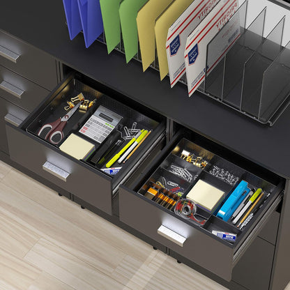Simple Houseware Drawer Organizer Tray with 9 Adjustable Compartments, Clear