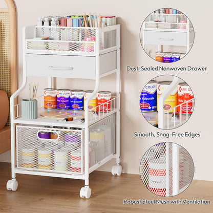 SWTYMIKI Rolling Under Desk Storage - Storage Cart with Drawers & DIY Divider - Art Cart Organizer on Wheels - Craft Rolling Utility Cart for Office, Craft Room & Studio Espresso