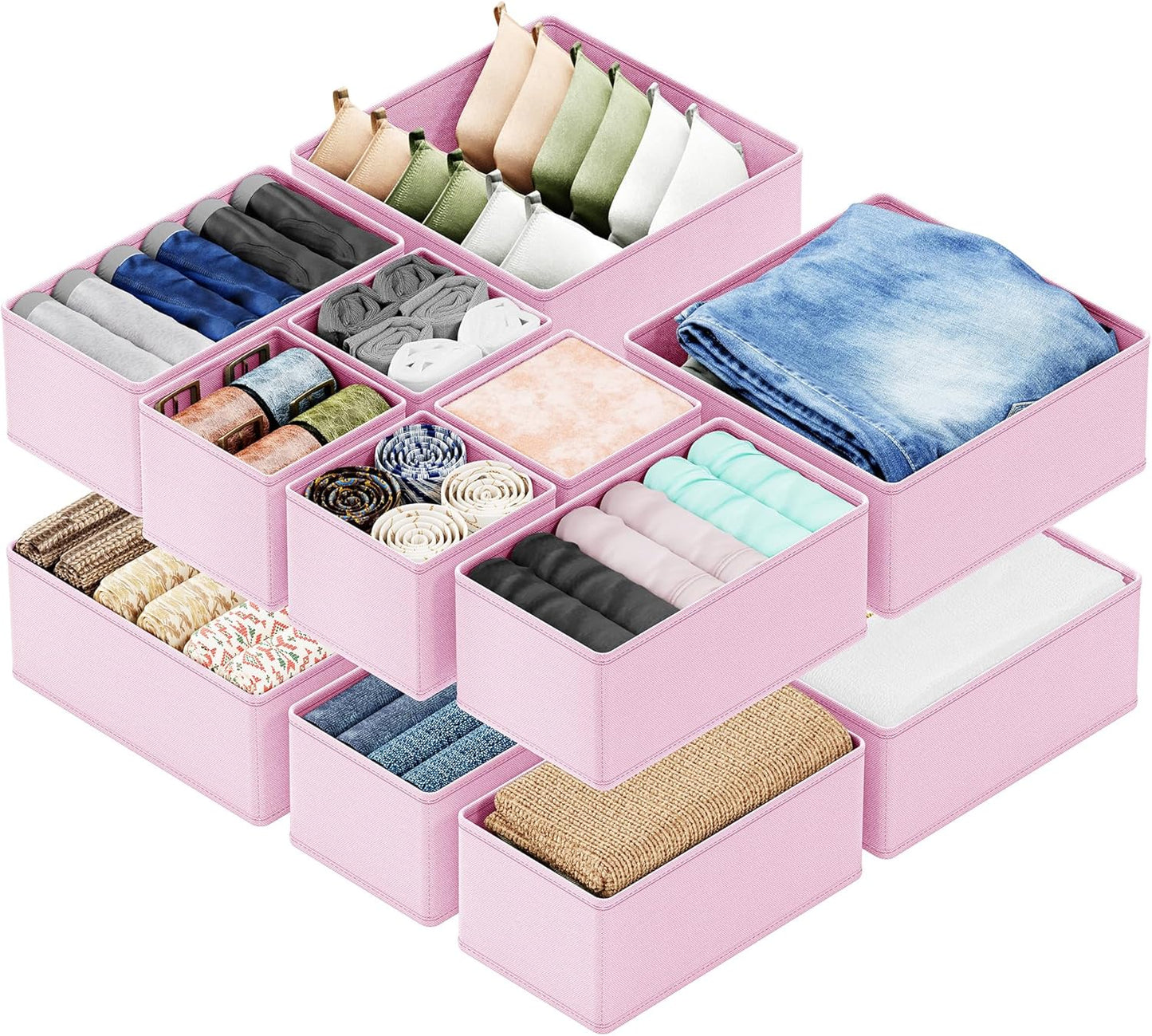 SpaceAid Drawer Organizer for Clothes, 18 Pack Dresser Drawer Organizer Bins, Closet Organizers and Storage Dividers for Clothing, Underwears, Socks (Beige)
