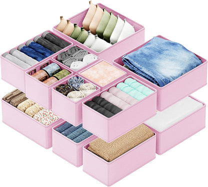 SpaceAid Drawer Organizer for Clothes, 18 Pack Dresser Drawer Organizer Bins, Closet Organizers and Storage Dividers for Clothing, Underwears, Socks (Beige)