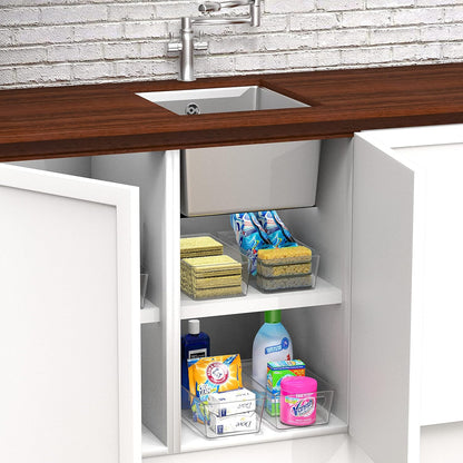 Simple Houseware 4 Pcs Kitchen Clear Bin Storage Organizer, 15" x 8" x 3.75"