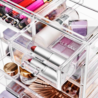 Sorbus Acrylic Makeup Organizer Set, 6-Drawer Vanity & Countertop Cosmetic Storage with Small & Wide Drawers, Clear Makeup Storage for Brushes, Lipsticks, Jewelry – Holiday Gift for Women & Teens