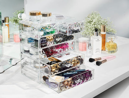 Sorbus Acrylic Makeup Organizer Set, 6-Drawer Vanity & Countertop Cosmetic Storage with Small & Wide Drawers, Clear Makeup Storage for Brushes, Lipsticks, Jewelry – Holiday Gift for Women & Teens