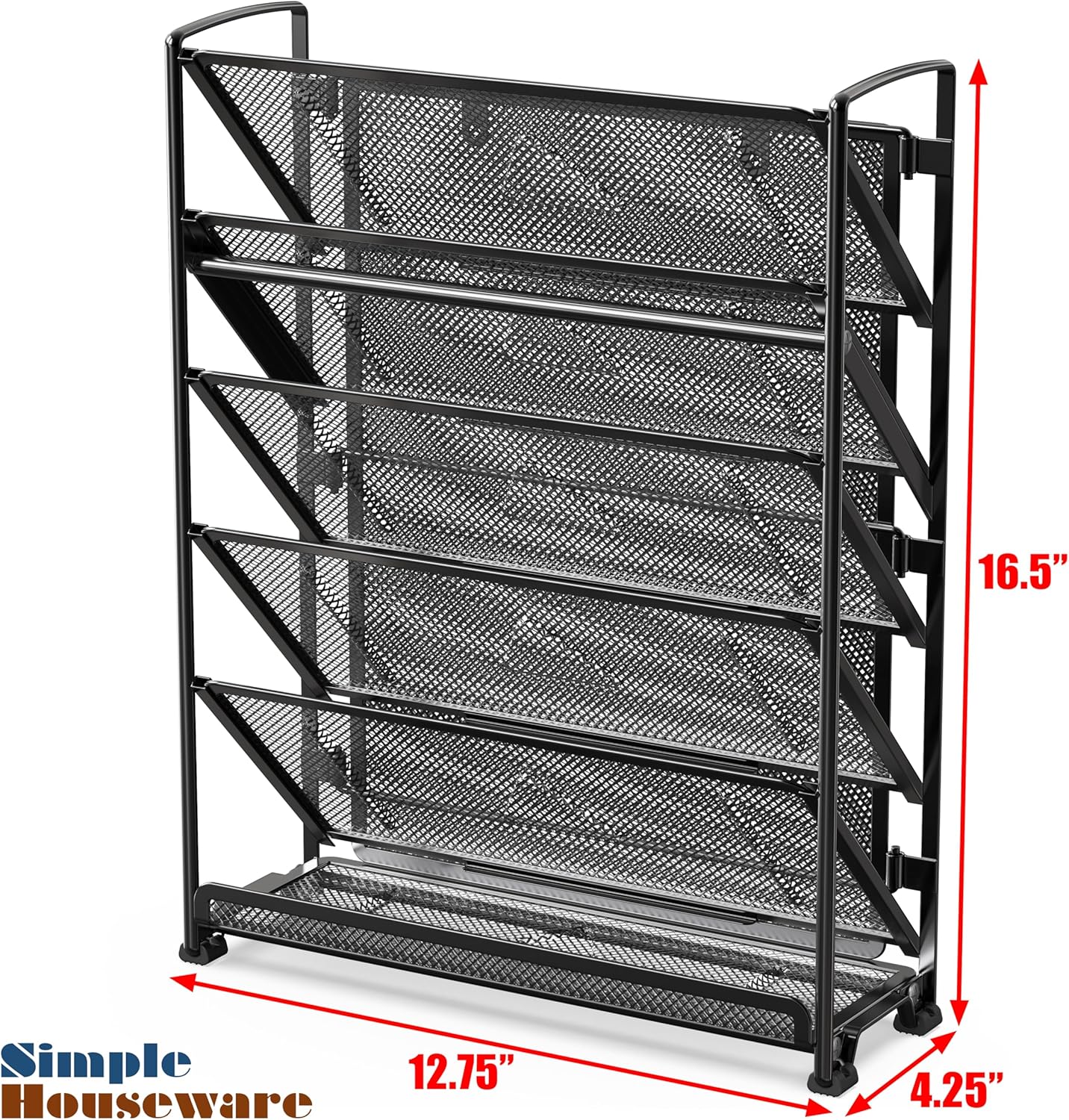 Simple Houseware 6-Tier Wall Mount Document Letter Tray Organizer, Black