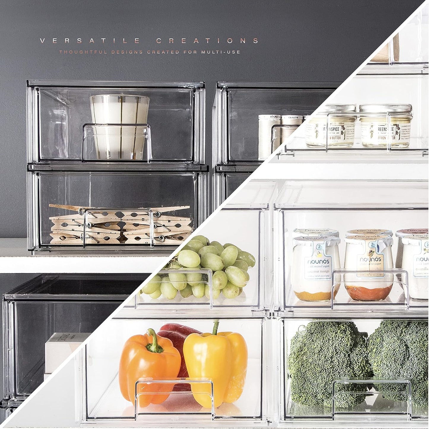 BINO | Stackable Storage Drawers, Shallow X-Large - Clear | THE CRATE COLLECTION | Storage Bins With Drawers Bathroom Organizers and Storage Organization and Storage Under Sink Organizer Vanity Home