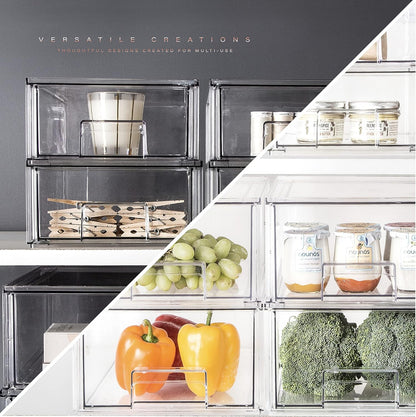BINO | Stackable Storage Drawers, Shallow X-Large - Clear | THE CRATE COLLECTION | Storage Bins With Drawers Bathroom Organizers and Storage Organization and Storage Under Sink Organizer Vanity Home