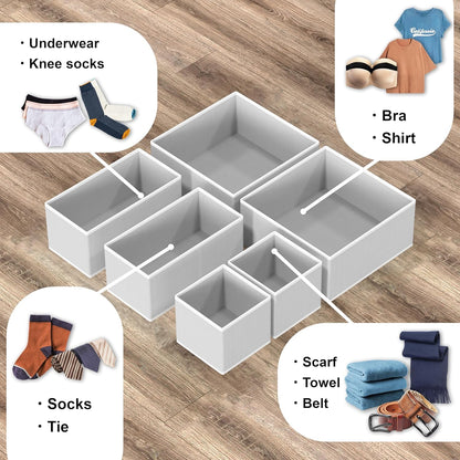SIMPLE HOUSEWARE Foldable Drawer Organizer for Clothes/Underwear/Panty/Onesie Stocking Bin, Set of 12, Black