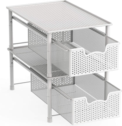 Simple Houseware Stackable 3 Tier Sliding Basket Organizer Drawer, Silver