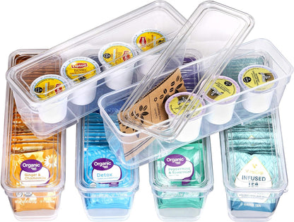 Best Kept 6 Bin Pack, Long Home Organizer Storage Boxes with Lids, Translucent Clear