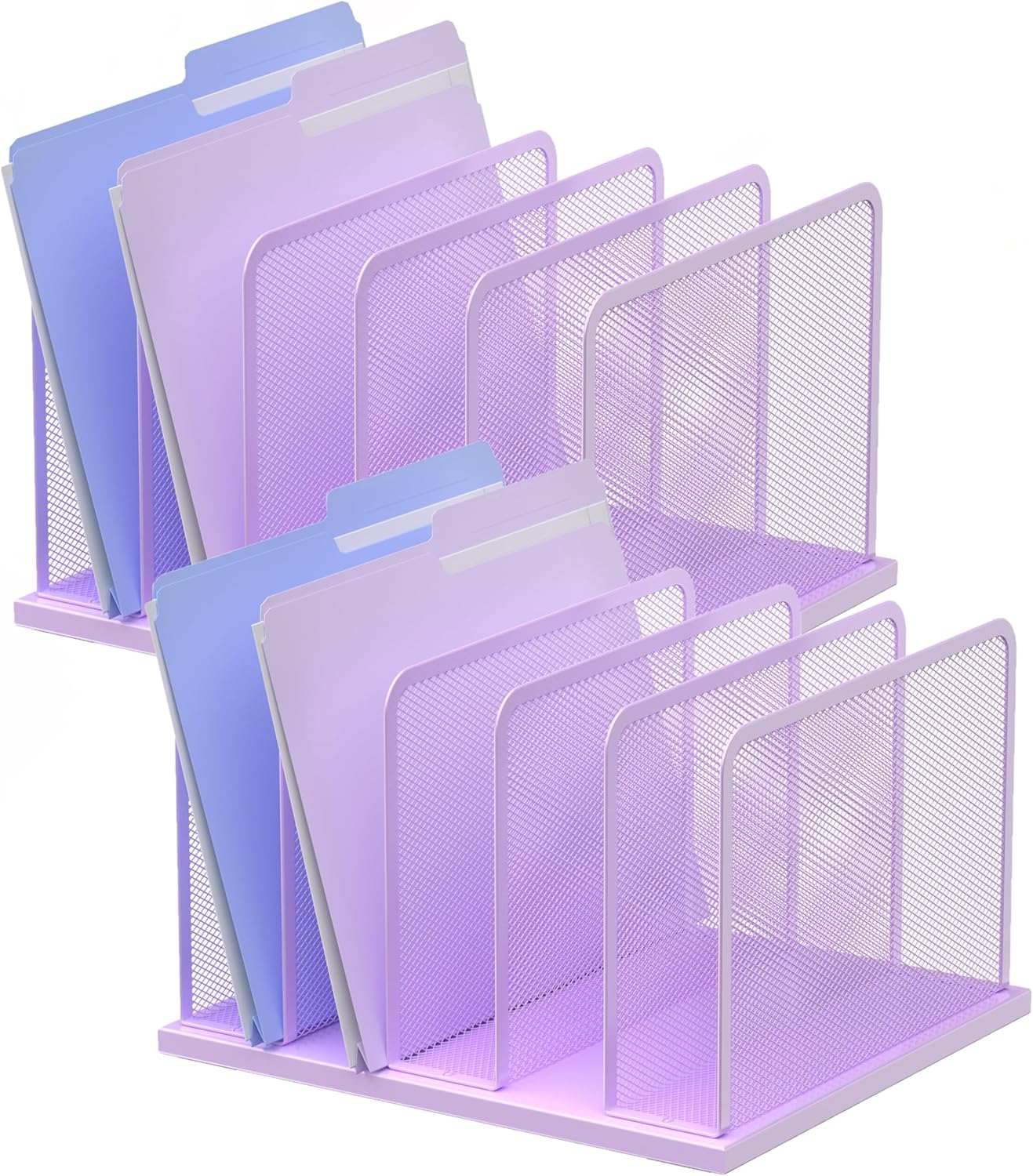 Kuntine.B Desk File Organizer 5 Sections Upright Mesh Desktop Organizer File Sorter Office Organization File Holder for Home, Office & Classroom