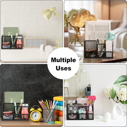 Exerz Desk Organizer Golden Office Desk Accessories Supplies Office Storage Desktop Pencil Pen Holder with Drawer Home Workspace