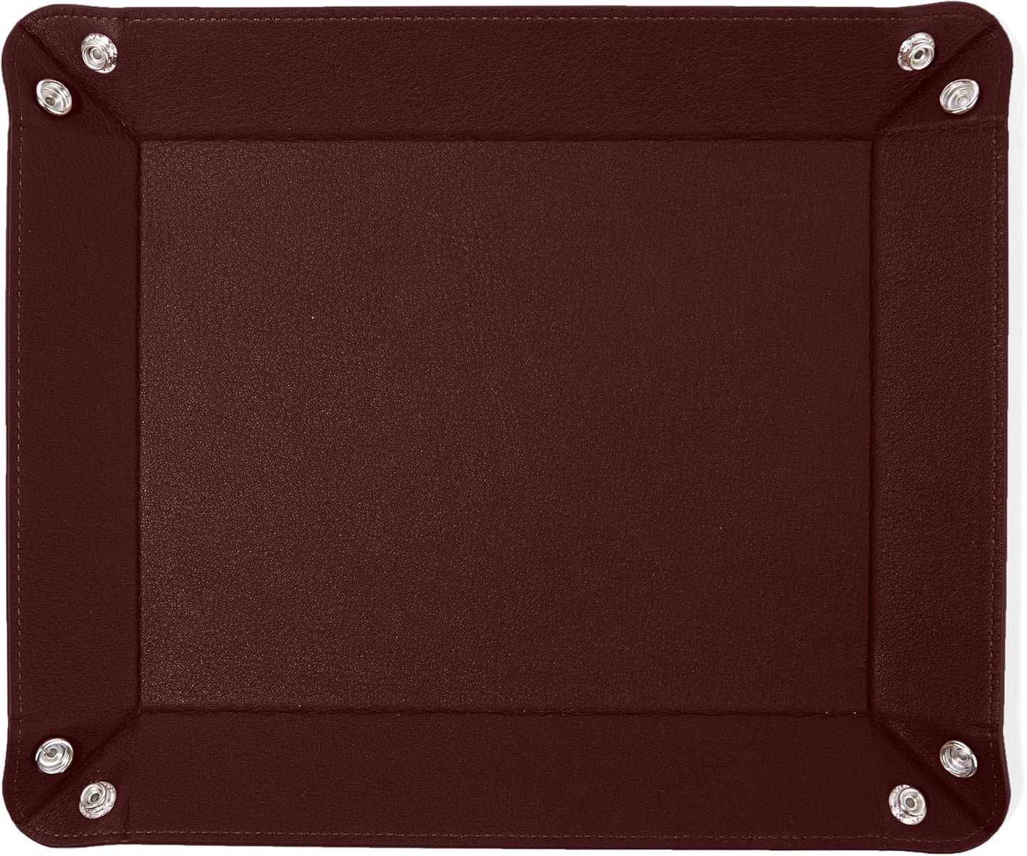Leatherology Black Onyx Rectangle Valet Tray – Travel-Friendly Catchall Organizer with Snap Corners, Stitched Edge Detail & Gift Box – Desk Tray for Keys, Wallet, Watch & Accessories