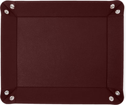 Leatherology Black Onyx Rectangle Valet Tray – Travel-Friendly Catchall Organizer with Snap Corners, Stitched Edge Detail & Gift Box – Desk Tray for Keys, Wallet, Watch & Accessories