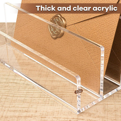 Acrylic Mail Organizer File Sorters for Desk,3-Section Laddered Desktop Vertical Letter Holder,Desk Organizer Workspace Organizer