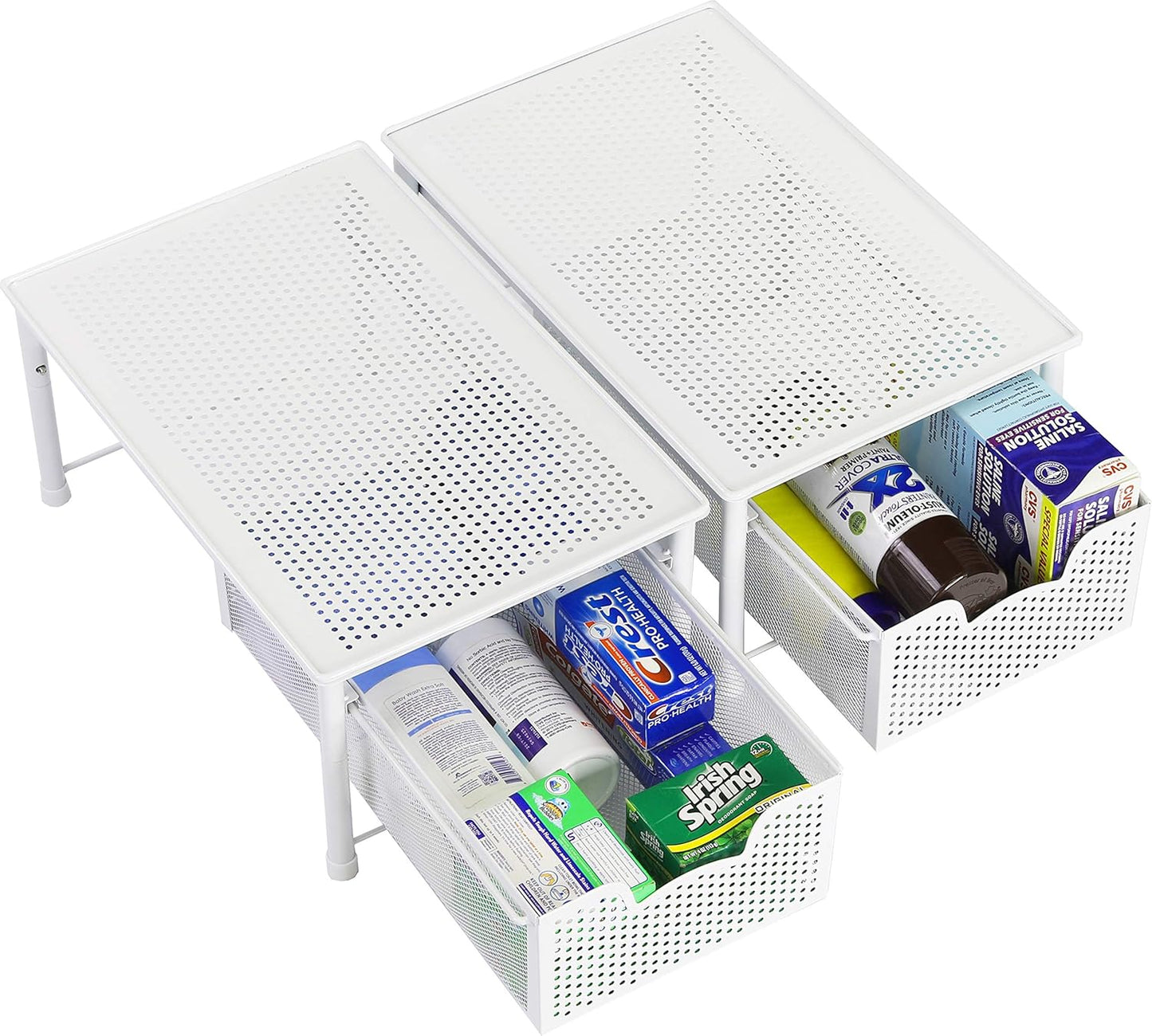 Simple Houseware Stackable 3 Tier Sliding Basket Organizer Drawer, Silver