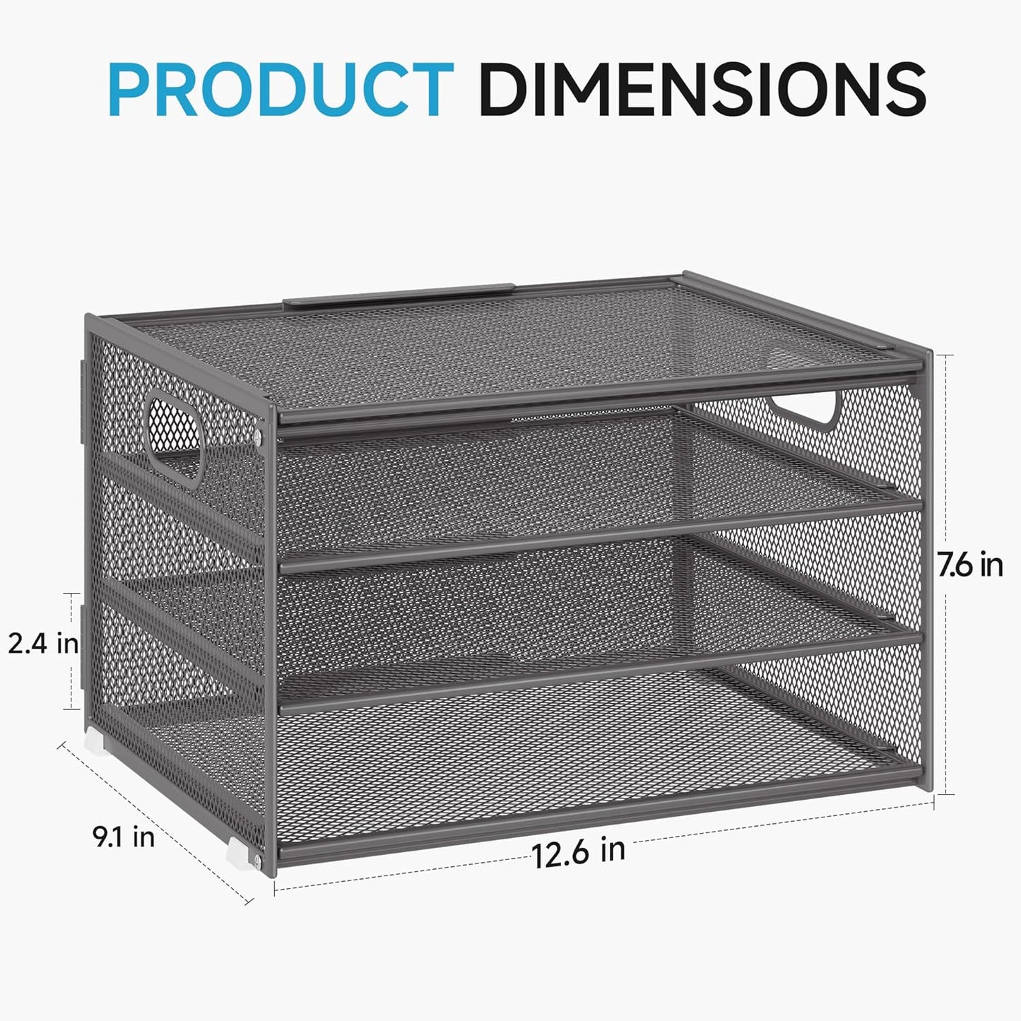 Lavatino 3-Tier Letter Tray Desk Paper Organizer – Black Mesh Metal File Tray Organizer for Desk, Office Supplies & Home Organization | Fits A4/Letter Paper, Mail, Magazines and Office Accessories