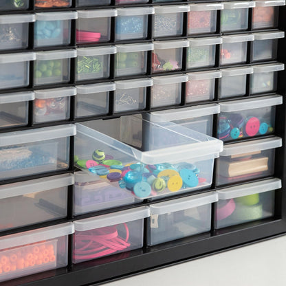 IRIS USA Small Parts Storage Cabinet, Made in USA, 64-Drawer Organizer Chest for Hardware, Screws, Nuts & Bolts, Charms, Beads, Craft Supplies, Scrapbook & Hobby Storage, Teacher Toolbox – White